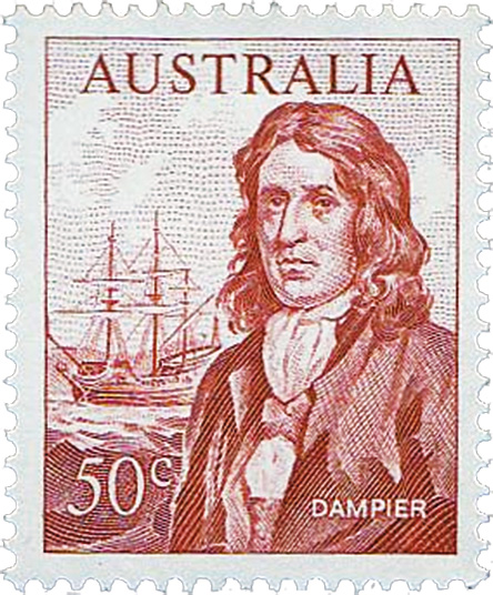 Australische Briefmarke zu Ehren William Dampiers